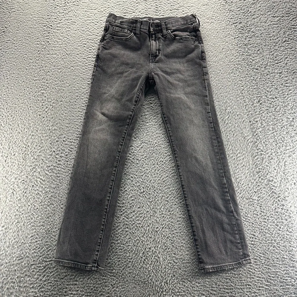 Old Navy 360 Built-in Tough Boys 12 Black Denim Straight Slim Stretch Workwear